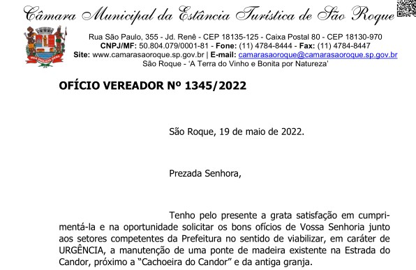 OFÍCIO VEREADOR Nº 1345/2022